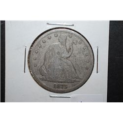 1875 US Seated Liberty Half Dollar; EST. $30-40