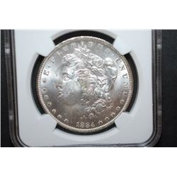 1884-O US Silver Morgan $1; NGC Graded MS63; EST. $55-70