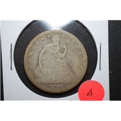 1871 US Seated Liberty Half Dollar; EST. $15-20