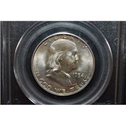 1954-S US Ben Franklin Half Dollar; PCGS Graded MS65; EST. $30-50