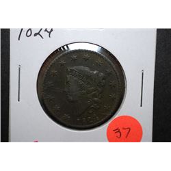 1824 US Large One Cent; VG8; EST. $30-50