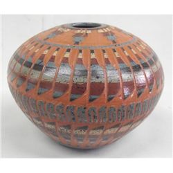 Navajo Etched Polychrome Seed Pot by Elaine Begay
