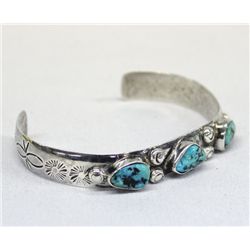 Vintage Navajo Sterling Turquoise Cuff Bracelet