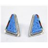 Image 1 : Zuni Sterling Denim Turquoise Inlay Post Earrings