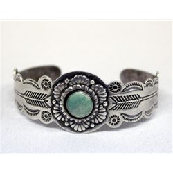 Vintage Sterling Turquoise Bracelet--Silver Arrow