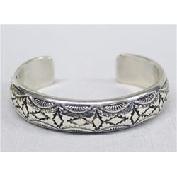 Navajo Sterling Silver Cuff Bracelet--Laura Tahe
