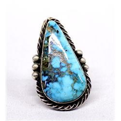 Navajo Sterling Nevada Turquoise Ring--Bilagody