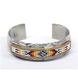 Navajo Sterling Gold Overlay Cuff Bracelet