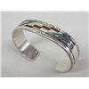Image 1 : Navajo Solid Silver Turquoise Chip Inlay Bracelet