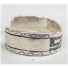 Image 3 : Navajo Solid Silver Turquoise Chip Inlay Bracelet