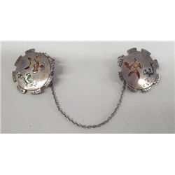 Vintage Zuni Sterling Silver Inlay Sweater Clips