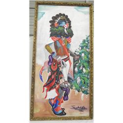 Navajo Original Oil Painting of Ka-e(Corn Kachina)