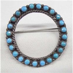 Navajo Pawn Sterling Turquoise Pin