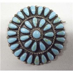 Navajo Turquoise Sterling Cluster Pin--Rose Draper