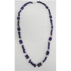 Lapis Bead & Tibetan Silver Swirl Necklace--Young