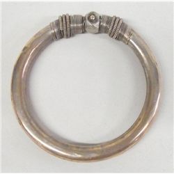 Vintage Asian Coin Silver Bangle Bracelet