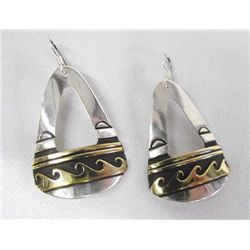 iNavajo Gold Overlay on Sterling Earrings- Singer