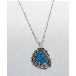 Navajo Sterling Turquoise Pendant Necklace