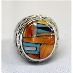 Zuni Stone-to-Stone Sterling Ring, Signed