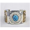 Image 1 : Navajo Sterling Bracelet, Turquoise & Gold Overlay