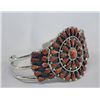 Image 2 : Navajo Sterling Red Shell Bracelet by Tsosie