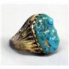 Image 2 : Navajo Gold on Sterling Turquoise Ring Size 10