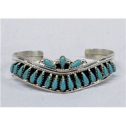 Zuni Petit Point Turquoise & Sterling Bracelet