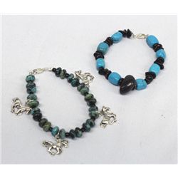 Two Southwestern Bracelets of Turquoise & Beads
