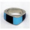 Image 1 : Zuni Blue Turquoise and Jet Ring