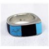 Image 2 : Zuni Blue Turquoise and Jet Ring