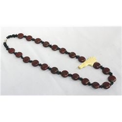 Necklace of Red Pyrite, Onyx, Bone Horse Fetish