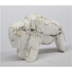 Navajo White Turquoise Bison Fetish