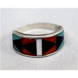 Zuni Halmarked Sterling Multicolored Ring