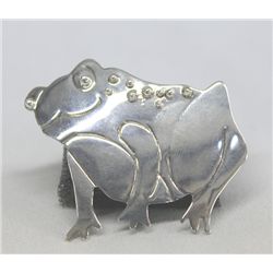 ''Hop-A-Long'' Frog, Sterling Silver Pin- Diane Reed