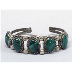 Navajo Sterling Silver & Malachite Bracelet