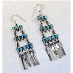 Zuni Sterling Turquoise Petit Point Earrings