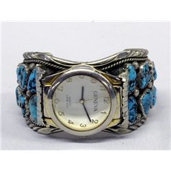 Turquoise & Silver Watch Bracelet