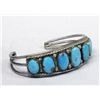 Image 2 : Navajo Silver & Turquoise 3 Band Bracelet