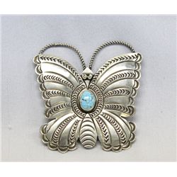 Navajo Sterling Turquoise Butterfly Pin by Sanchez