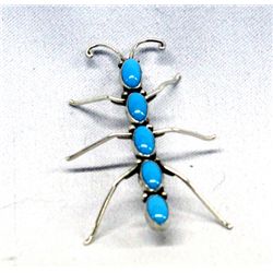 Navajo Sterling Silver & Turquoise Ant Pin/Pendant