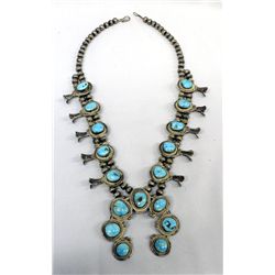 Vintage Navajo Silver & Turquoise Squash Blossom