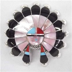 Zuni Sun God Channel Inlay & Silver Pin/Pendant