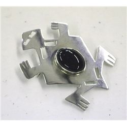 Sterling Silver Jet Horny Toad Pin - Diane Reed