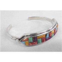 Zuni Sterling Stone-to-Stone Bracelet, Signed