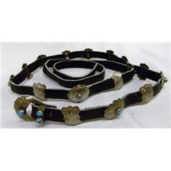 Vintage Navajo Concho Belt, Silver & Turquoise