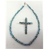 Image 2 : Navajo Cross Sterling Silver & Turquoise Necklace