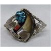 Image 2 : Navajo Bracelet, Sterling, Turquoise Coral & Claw