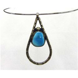Navajo Pawn Sterling & Turquoise Pendant Choker