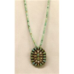 Navajo Sterling Turquoise and Pin Necklace