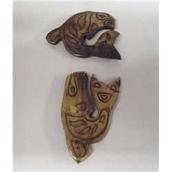Pair of Eskimo Folk Art Carved Fetishes